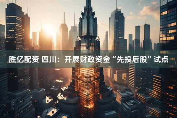 胜亿配资 四川：开展财政资金“先投后股”试点